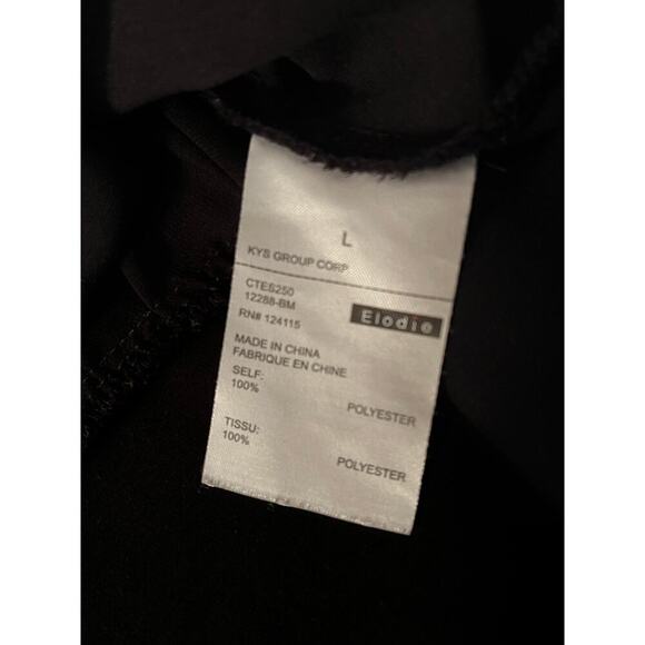 Elodie Black Surplice Wrap Blouse Size L – Long Sleeve V‑Neck Peplum Style - Picture 6 of 7